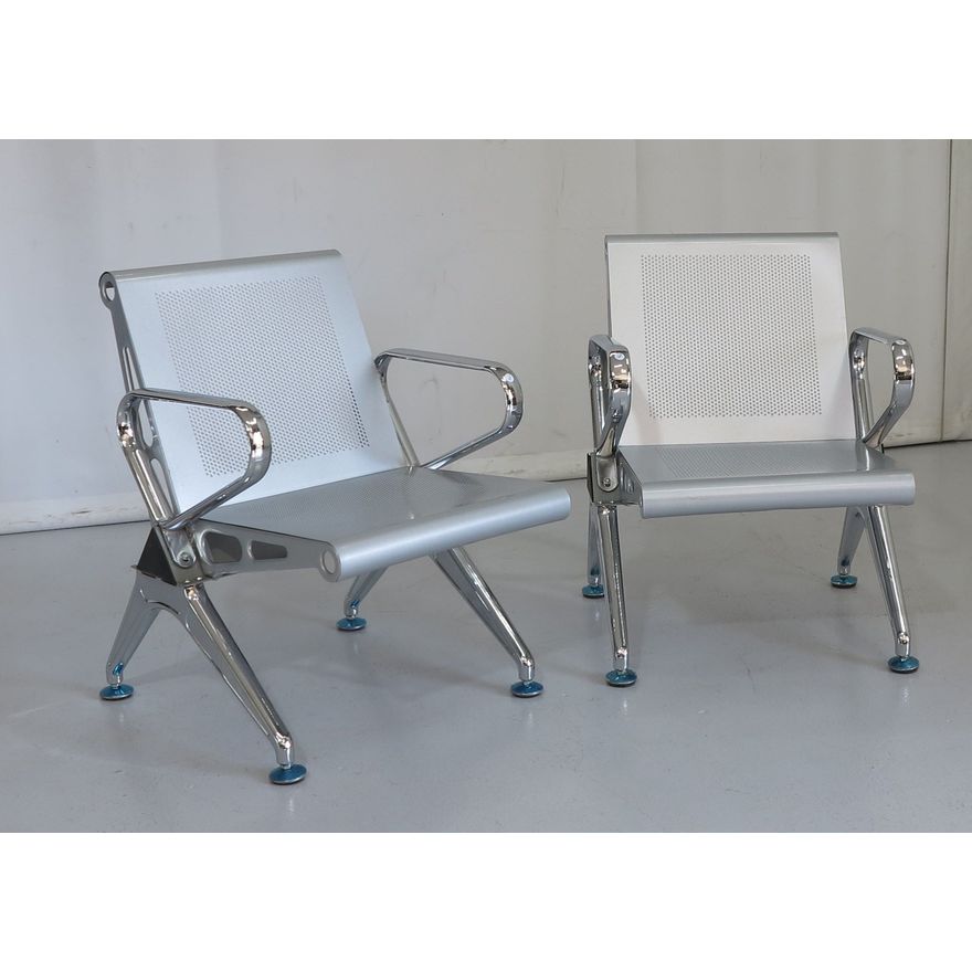 PAIR OF STAINLESS STEEL RECEPTION CHAIRS