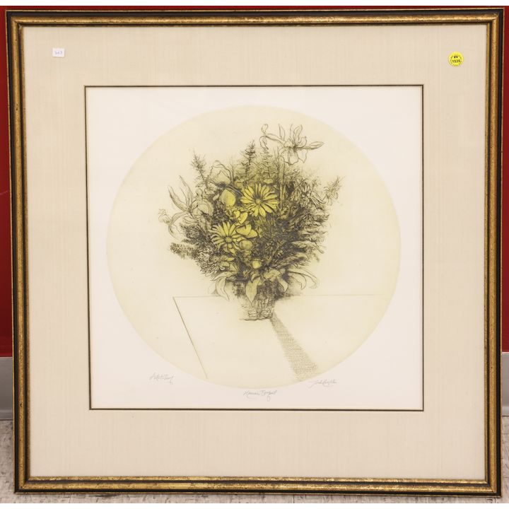 Jack Coughlin ''Maura's Bouquet'' AP Etching Framed 26''x26''