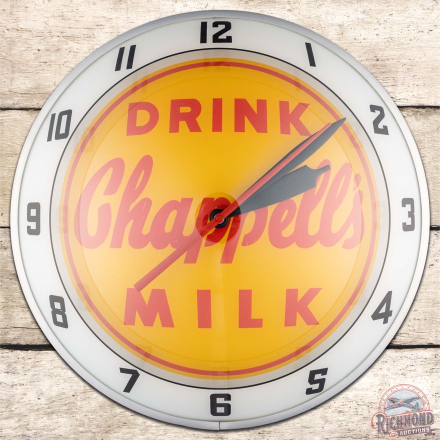 Drink Chappell's Milk 15" Double Bubble Advertising Clock