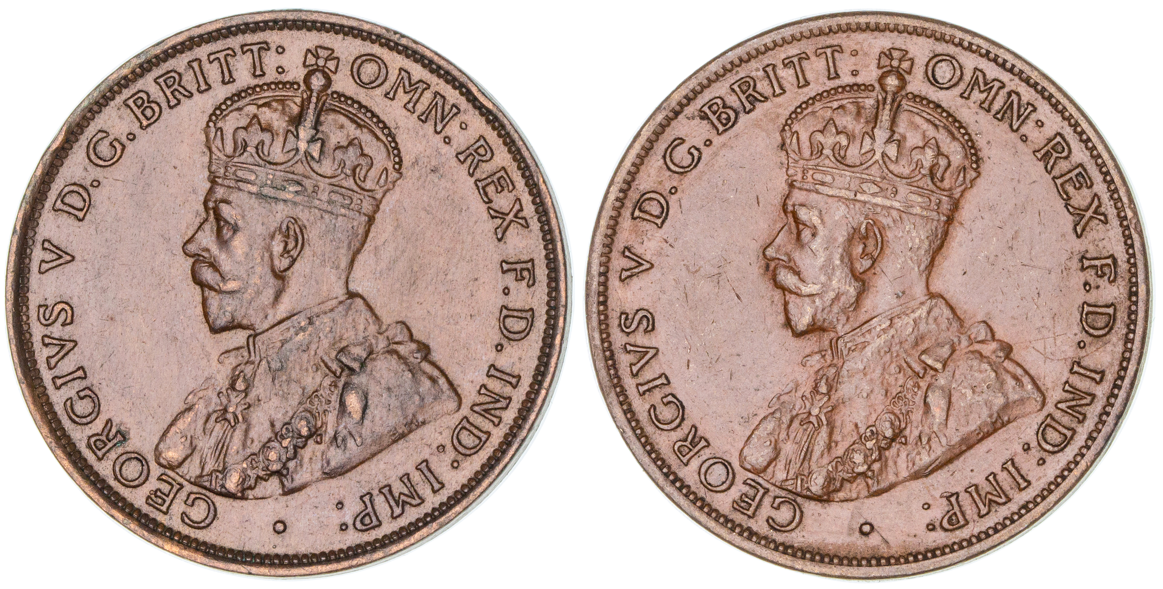 George V, Penny, 1924 & 1928, EF - aUNC