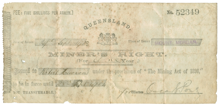 Qld. Miners Rights