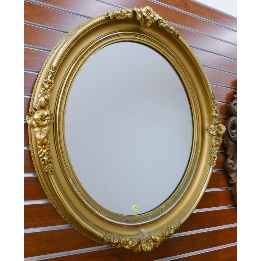 Victorian Gilt Floral Oval Mirror- 31x27''
