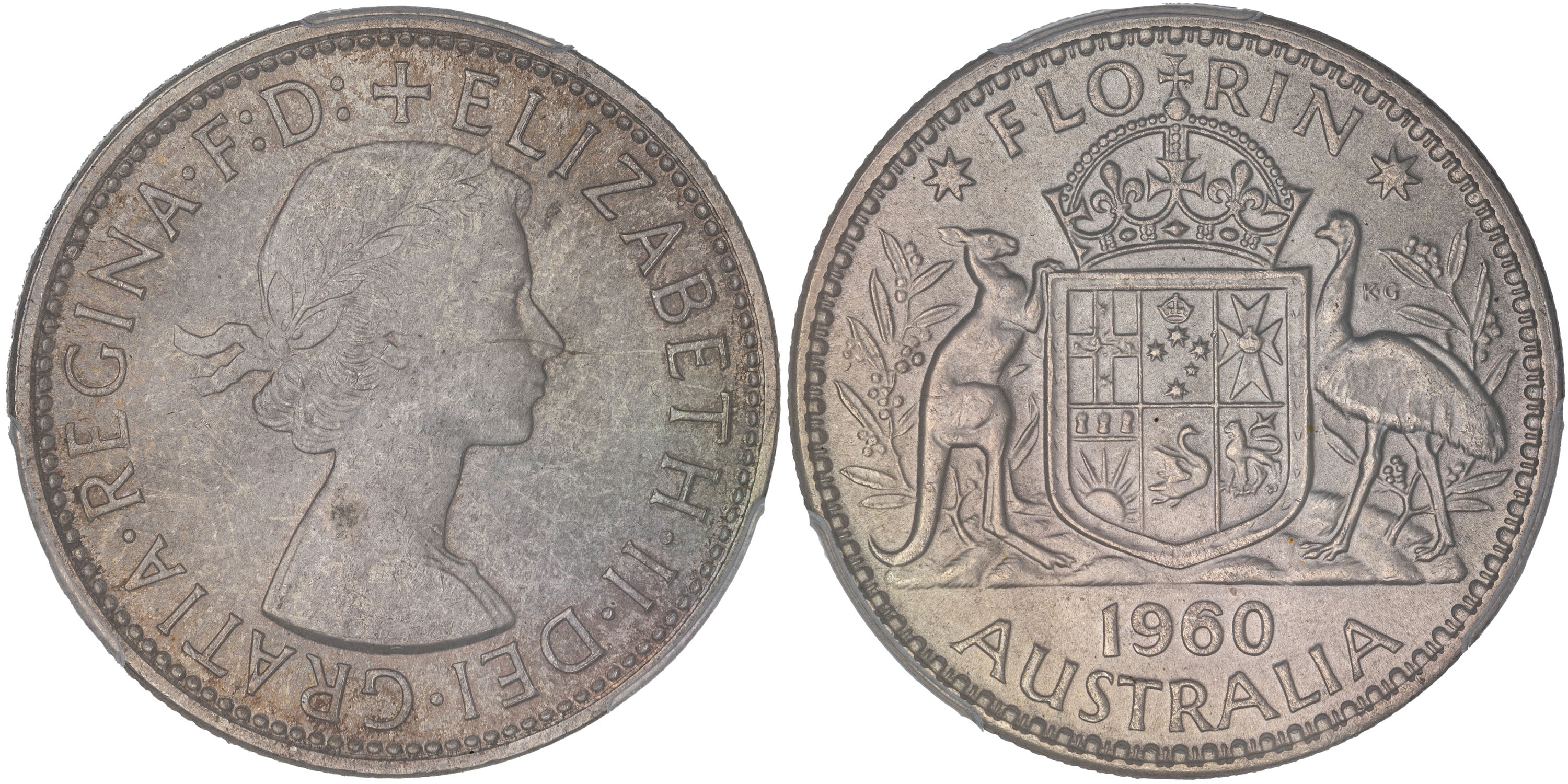 Elizabeth II, Florin, 1960, PCGS MS66