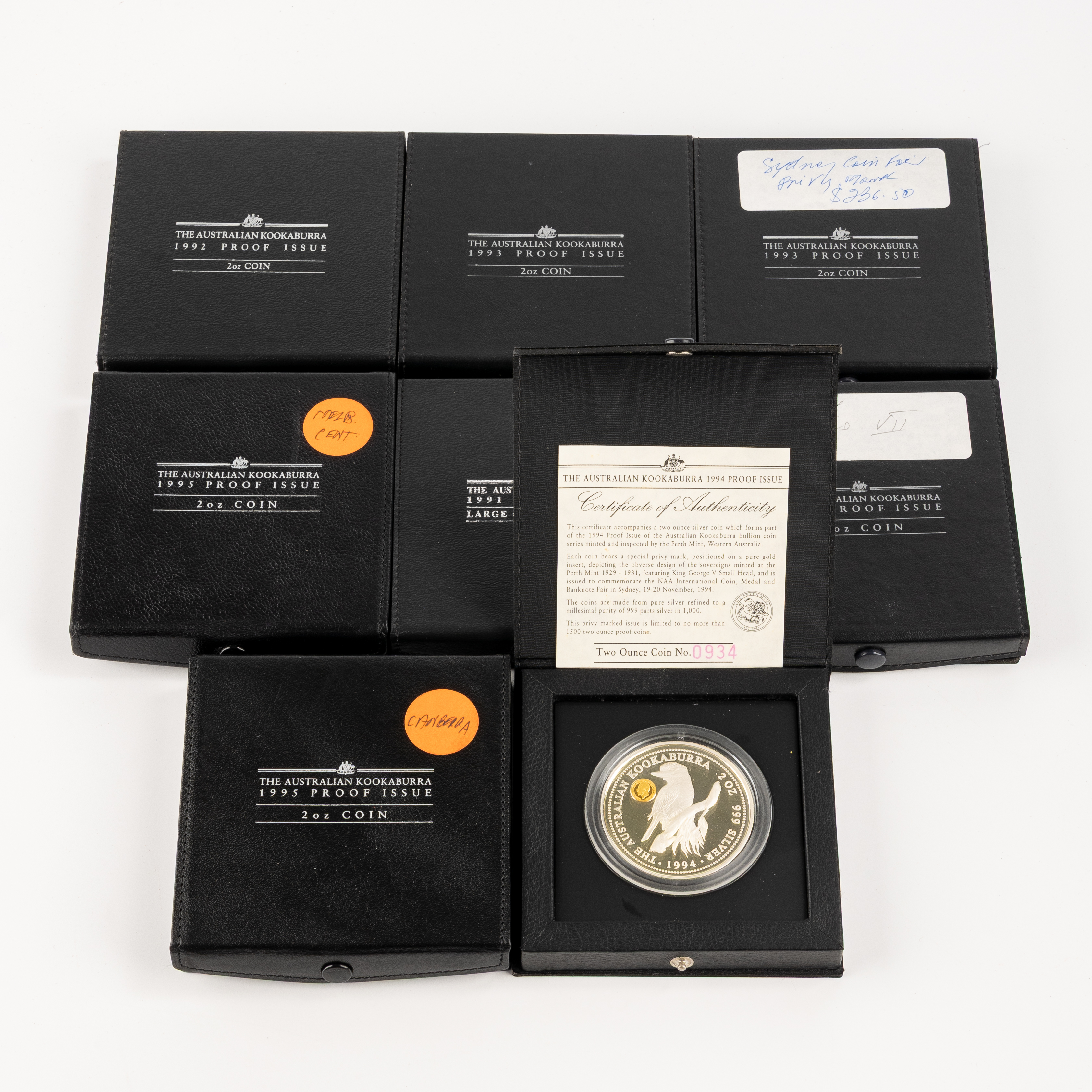 Elizabeth II, Perth Mint - Kookaburra, Two Dollars - Ten Dollars, 1991 - 1995, FDC