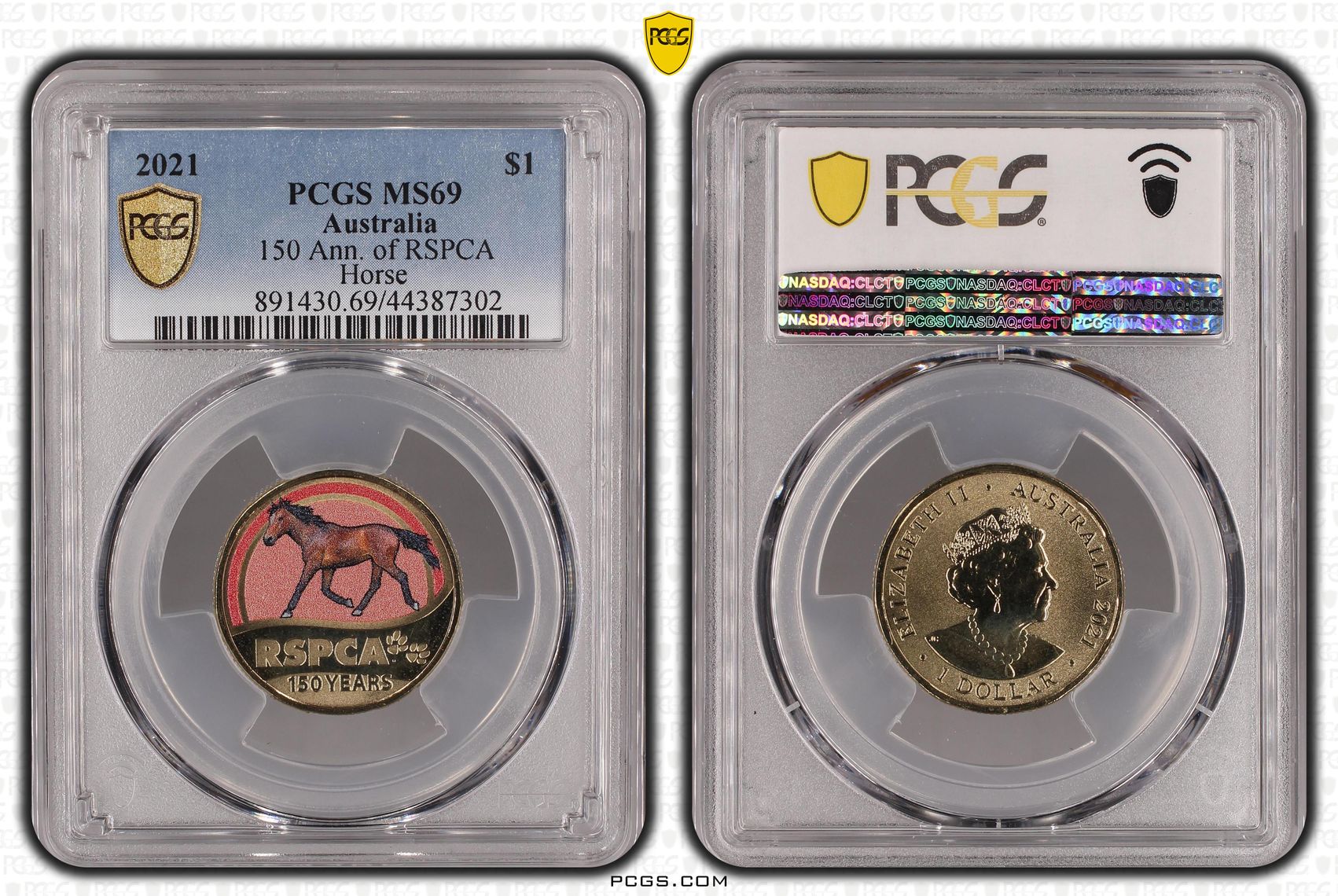 2021 Australia One Dollar, $1 150 Ann. of RSPCA Horse PCGS - MS69 POP 10/0 -302