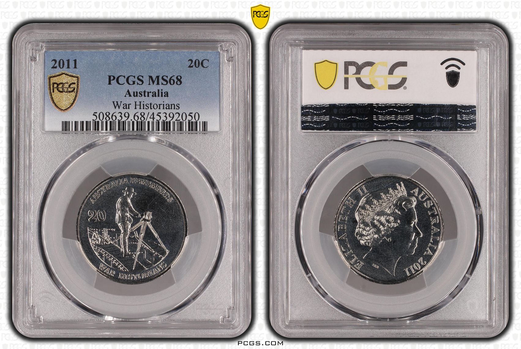 2011 Australia Twenty Cent, 20c War Historians PCGS - MS68 -050