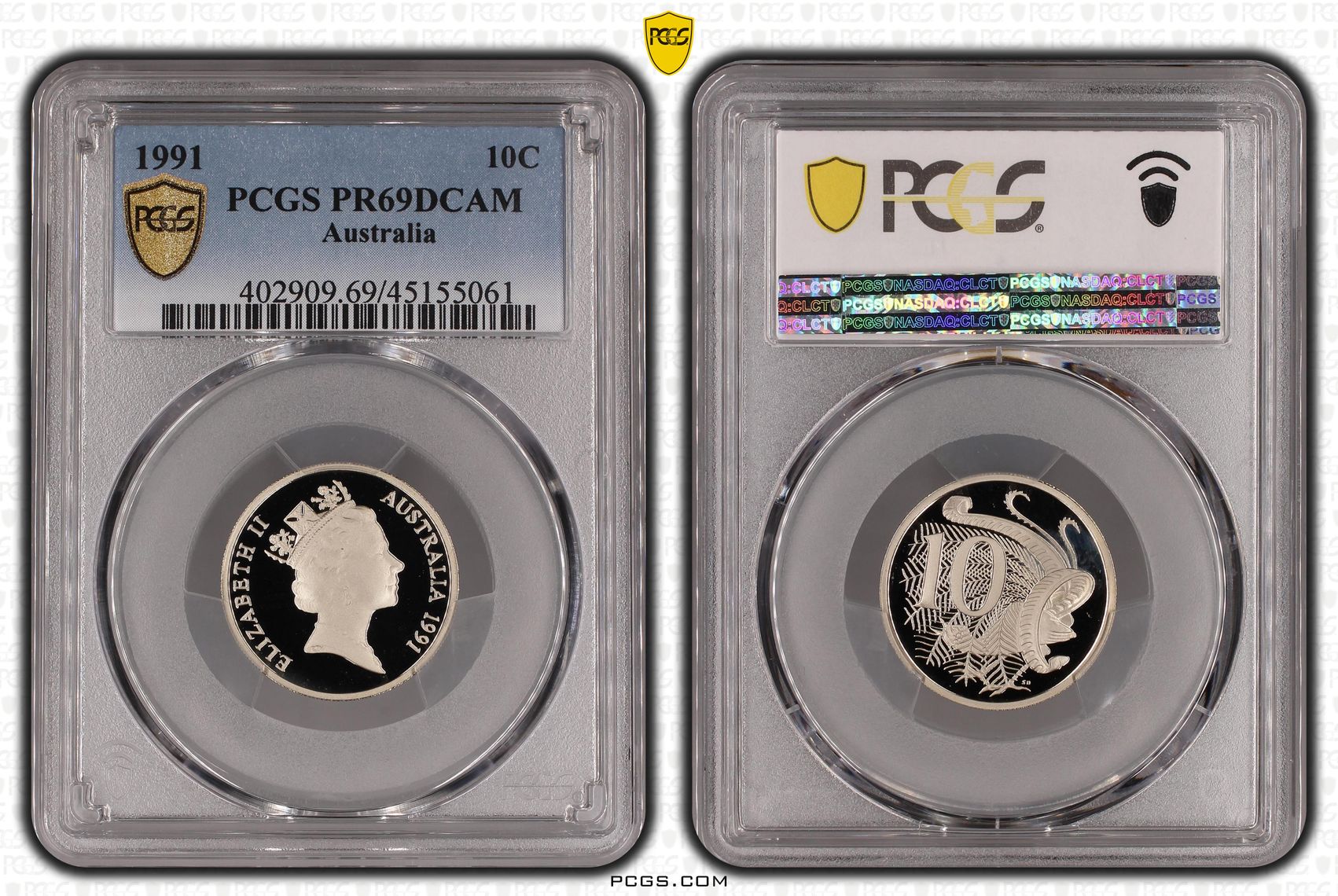 , Ten Cent, 1991, Pcgs Pr69dcam