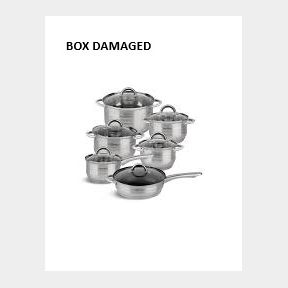 Silver stainless steel 12 piece pot set - Silver stainless steel 11 piece pot set - (BOX DAMAGED) |51745/11334 AS B4 (S7)