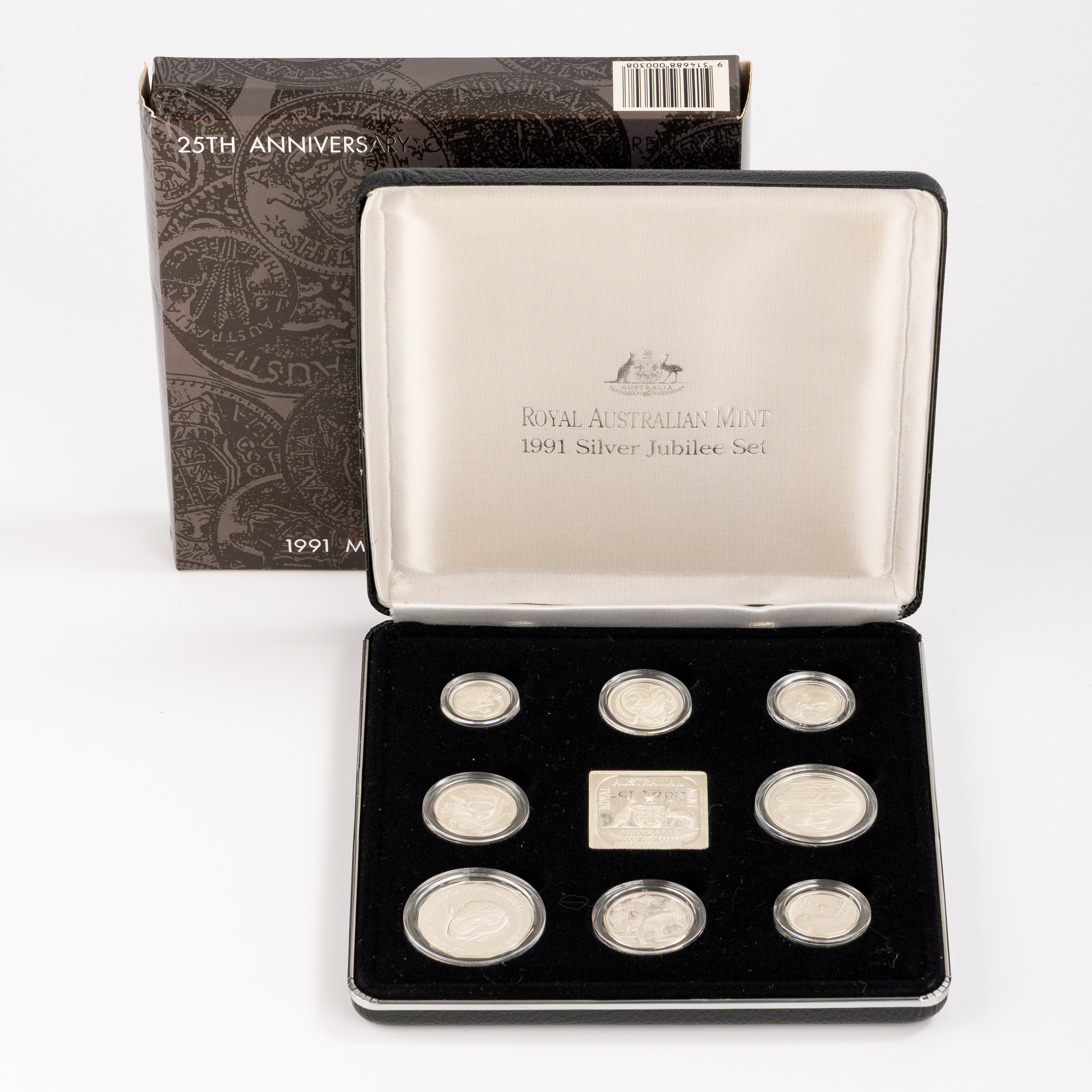 328 · Elizabeth II, RAM - Masterpieces in Silver, 25th Anniversary of Decimal Currency, One Cent - Two Dollars, 1991, FDC