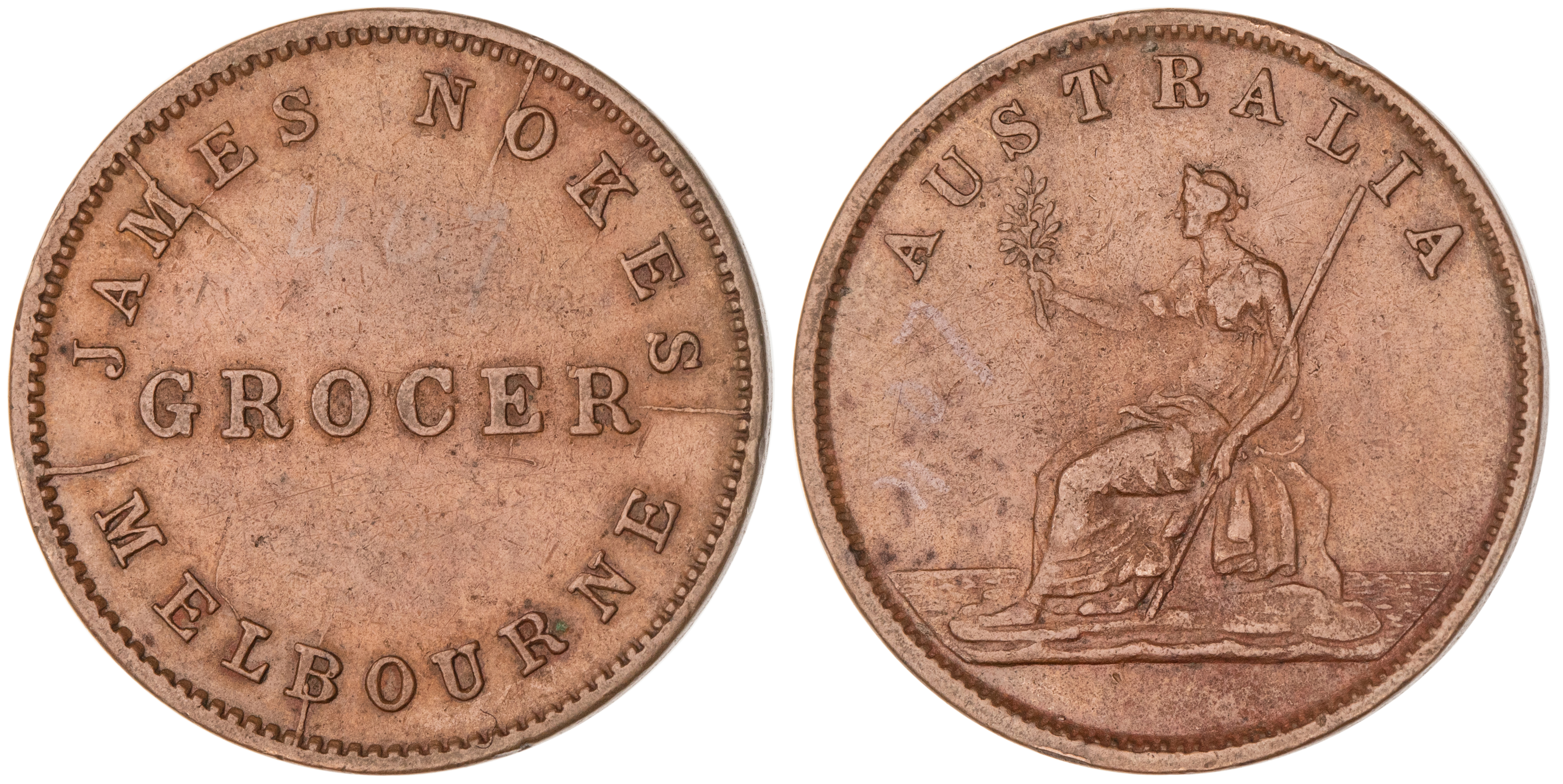 Melbourne, Victoria, James Nokes, Halfpenny, VF