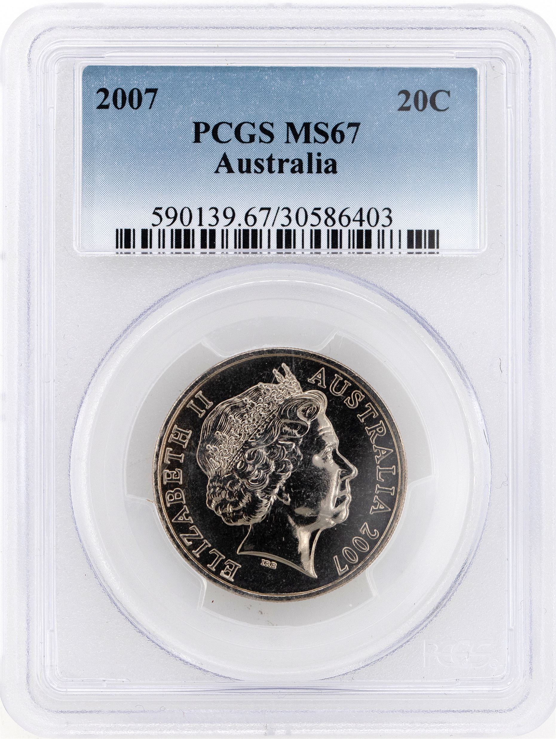 2007 Australia Twenty Cent, 20c PCGS - MS67 -403