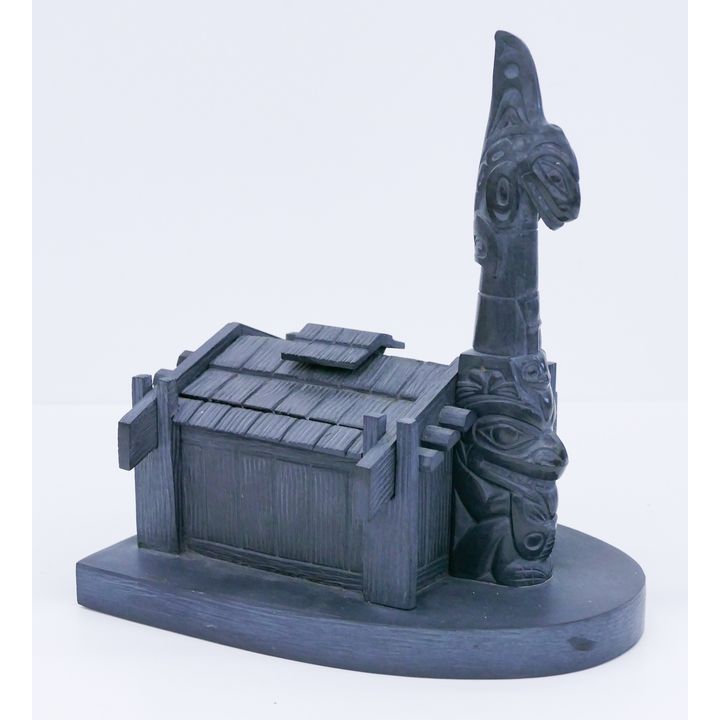 Gary Minaker Russ ''Haida Longhouse with Pole'' Argillite