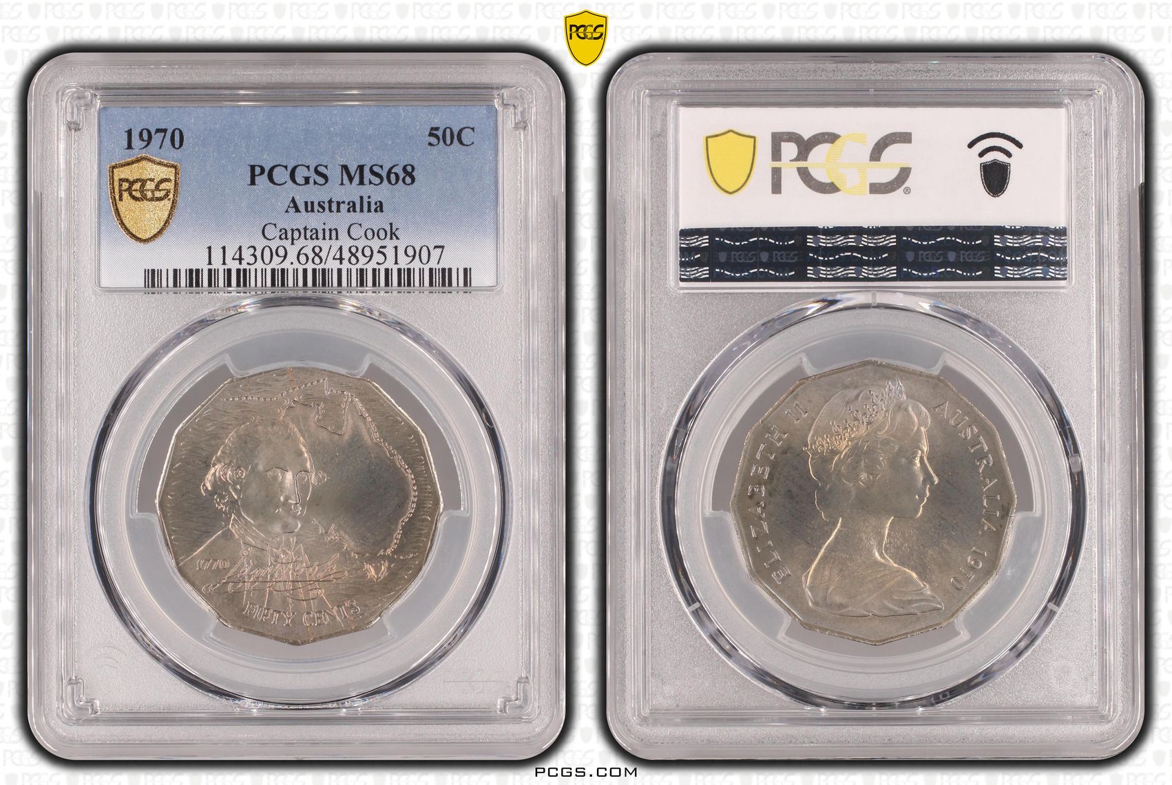 82 · Captain Cook , Fifty Cent, 1970, PCGS MS68