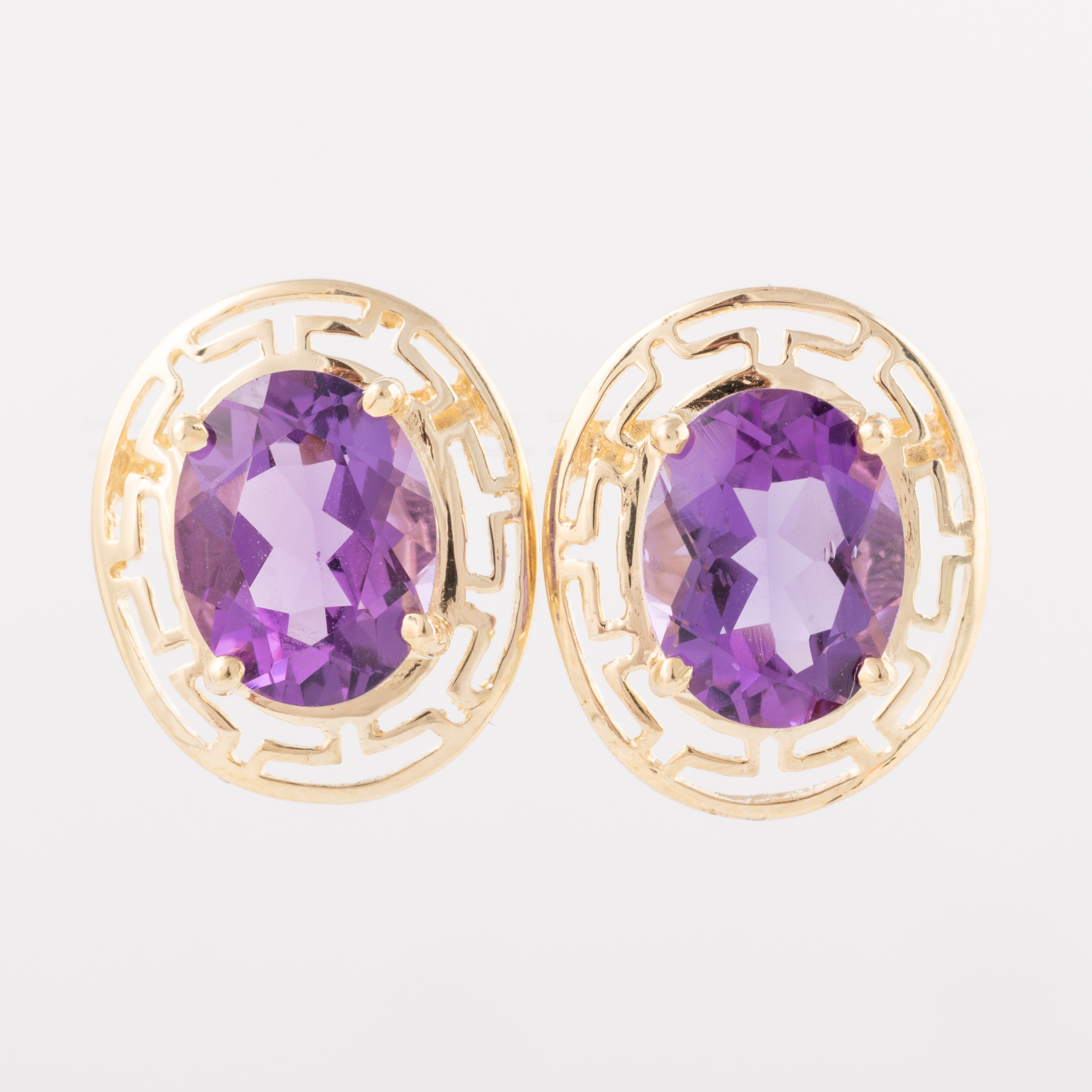 14 Carat Gold Amethyst Stud Earrings