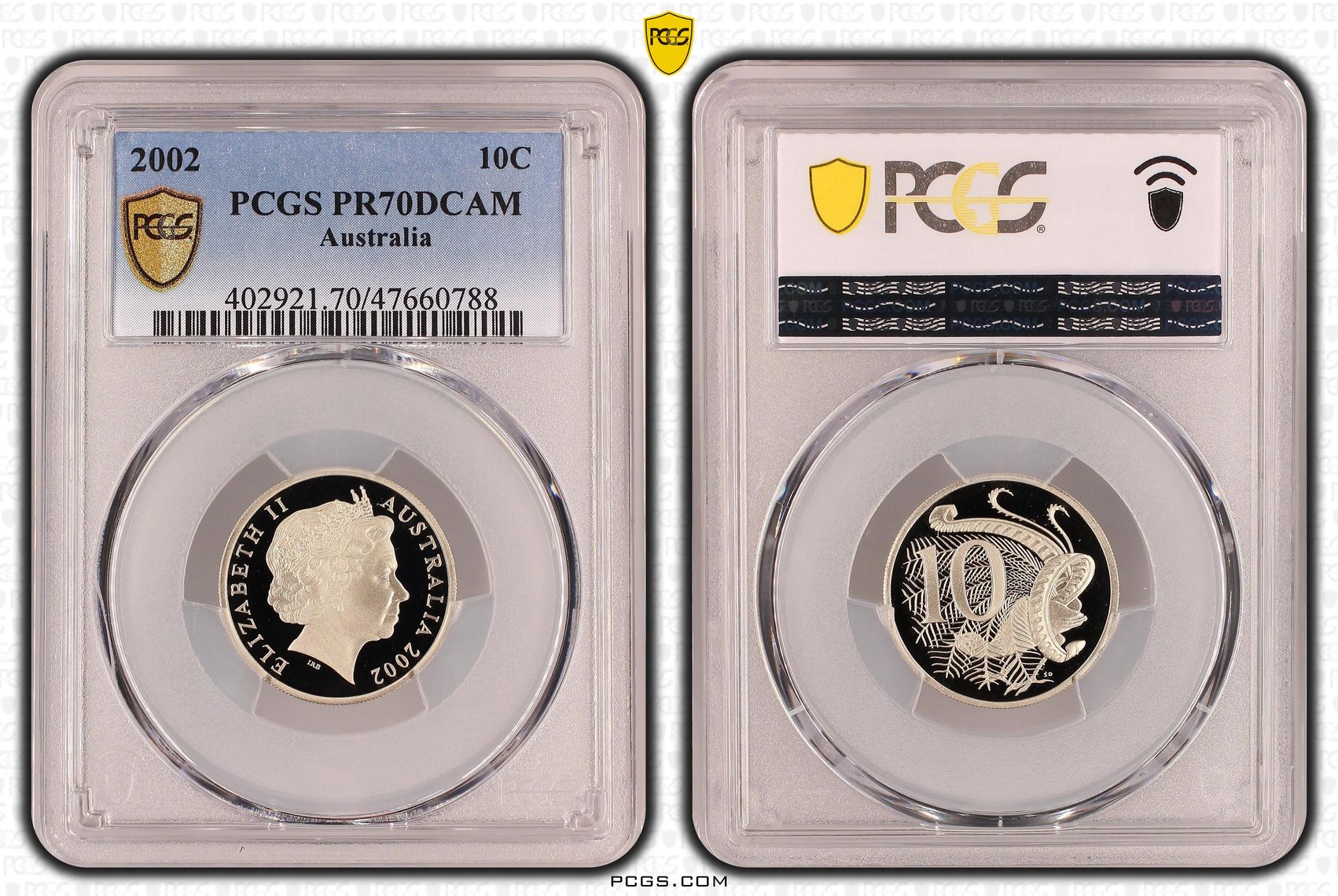 Elizabeth II, Ten Cent, 2002, PCGS PR70DCAM