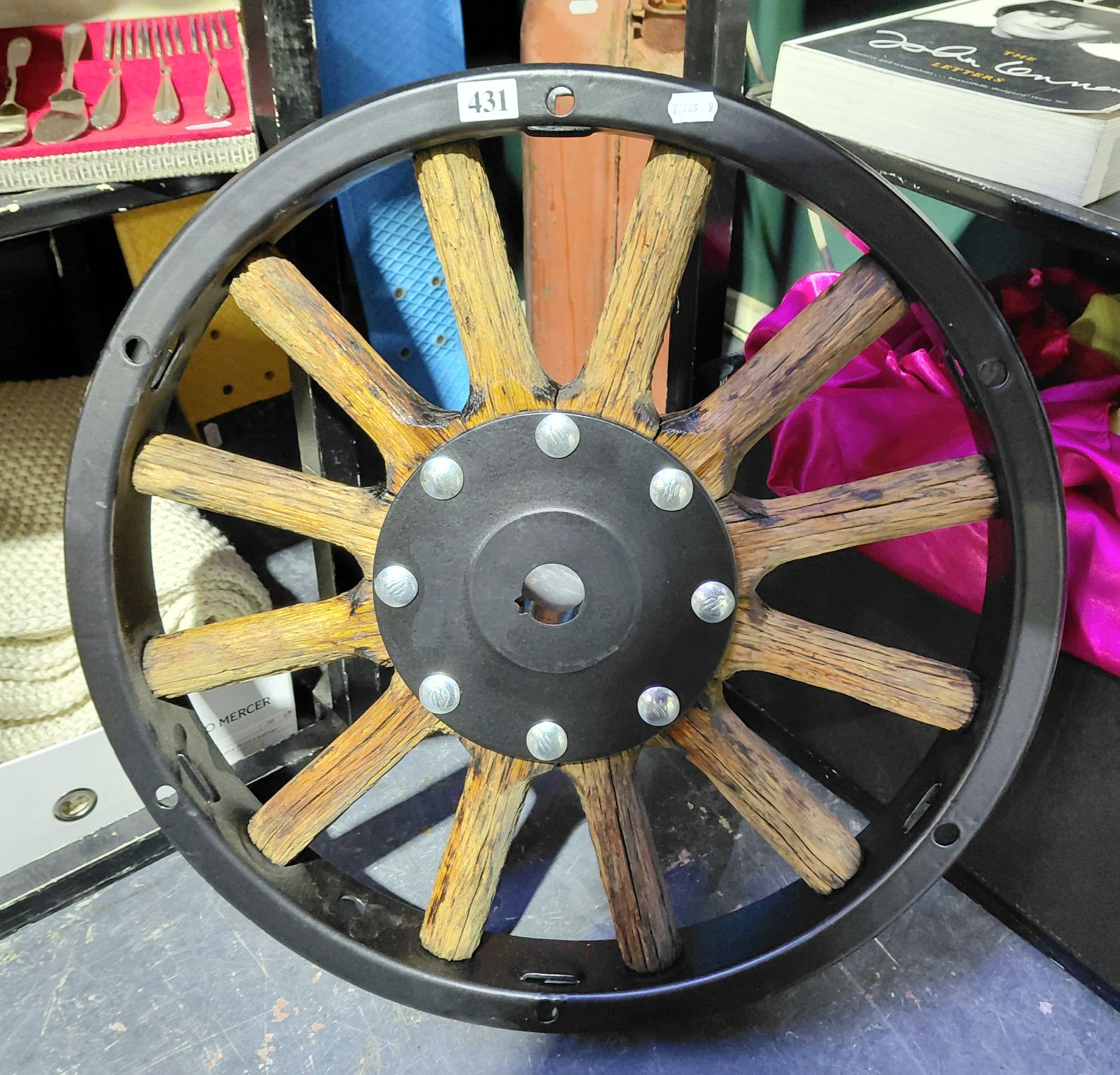 Vintage Wooden Spoke Tyre Rim Wall Art