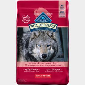 BLUE BUFFALO WILDERNESS HIGH PROTEIN GRAIN FREE, NATURAL ADULT DRY DOG FOOD, SALMON 10.8 KG BAG - LARGE BAG, KIBBLE