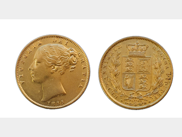 1866 VICTORIA YOUNG HEAD #DIE 82 LONDON MINT SHIELD GOLD SOVEREIGN