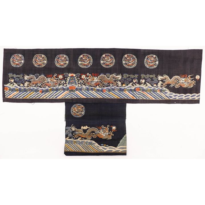 2pc Chinese Qing Imperial Dragon Kesi Silk Robe Fragments