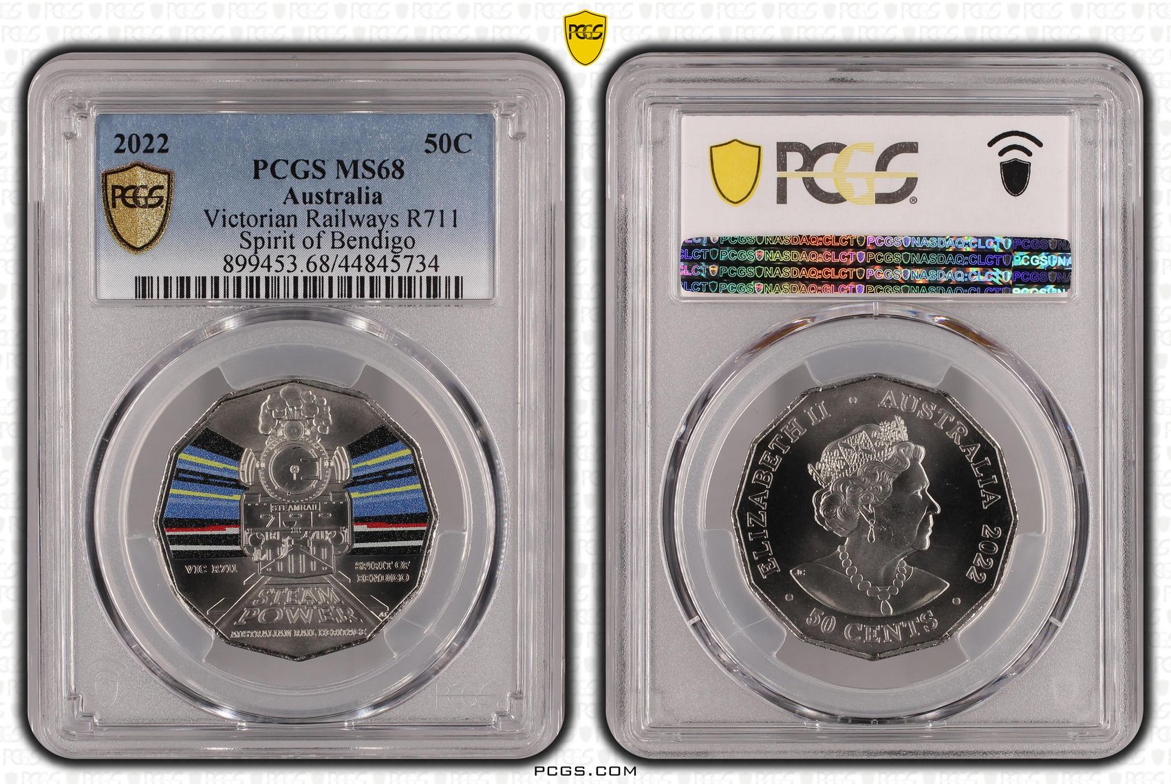 2022 Australia Fifty Cent, 50c Victorian Railways R711 - Australian Rail Heritage PCGS - MS68 -734