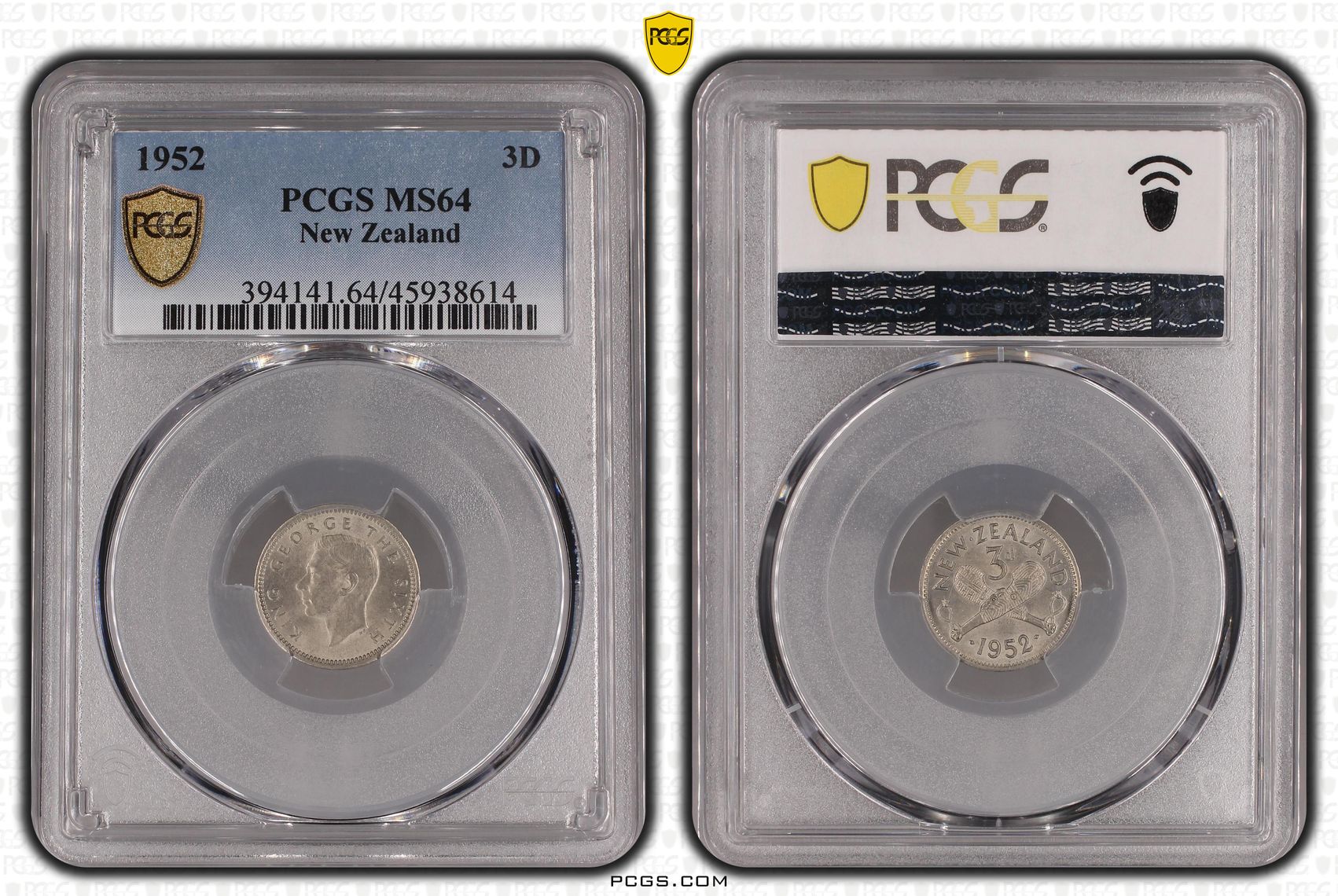 1952 New Zealand Threepence PCGS - MS64 -614
