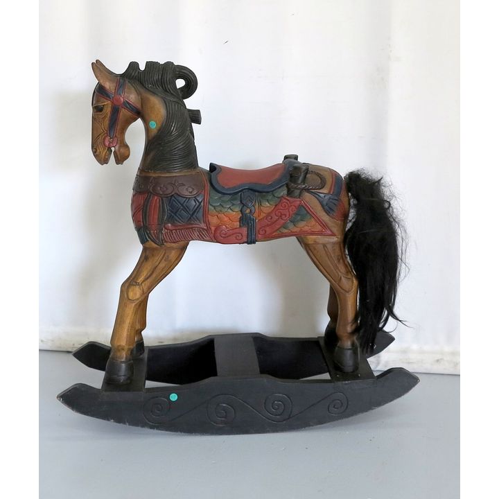 PAINTED WOOD ROCKING HORSE