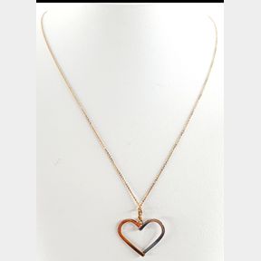 9CT GOLD PLATED & 925 SILVER HEART PENDANT & CHAIN - 51929/10060
