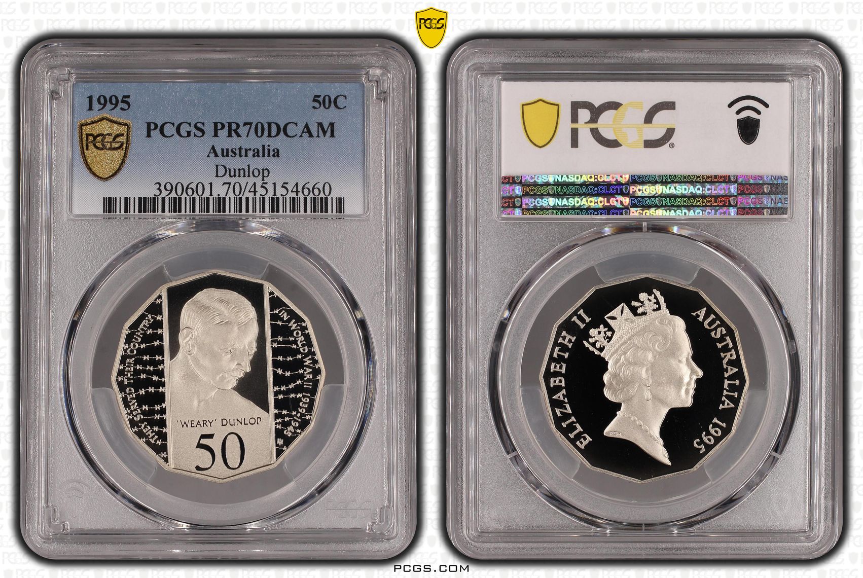 Elizabeth II, Weary Dunlop, Fifty Cents, 1995, PCGS PR 70DCAM
