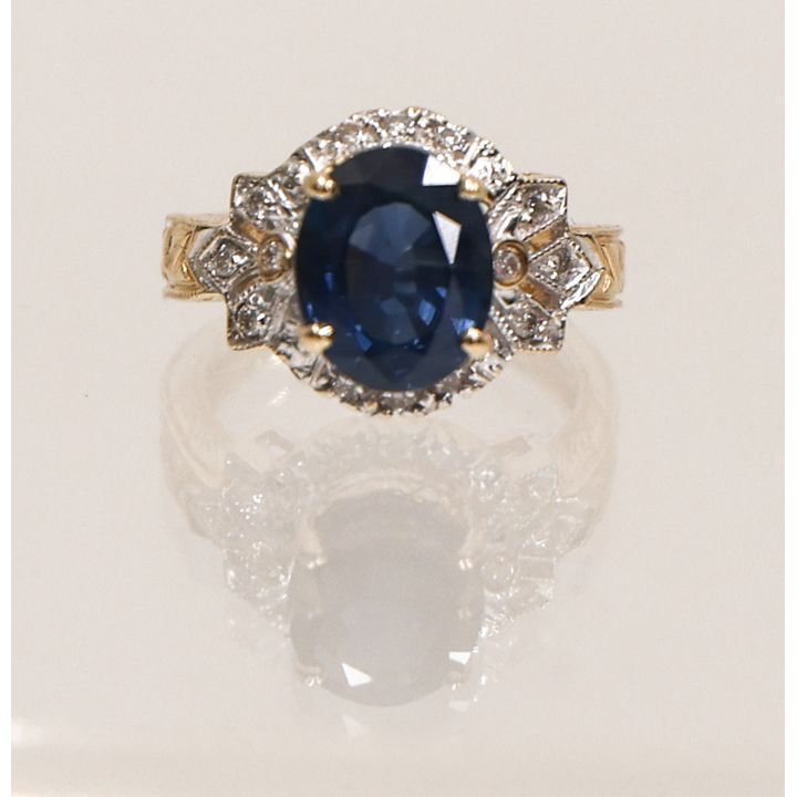 Ladies 14k Sapphire and Diamond Ring