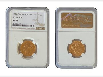 1871 VICTORIA LONDON MINT G&D SOVEREIGN AU58