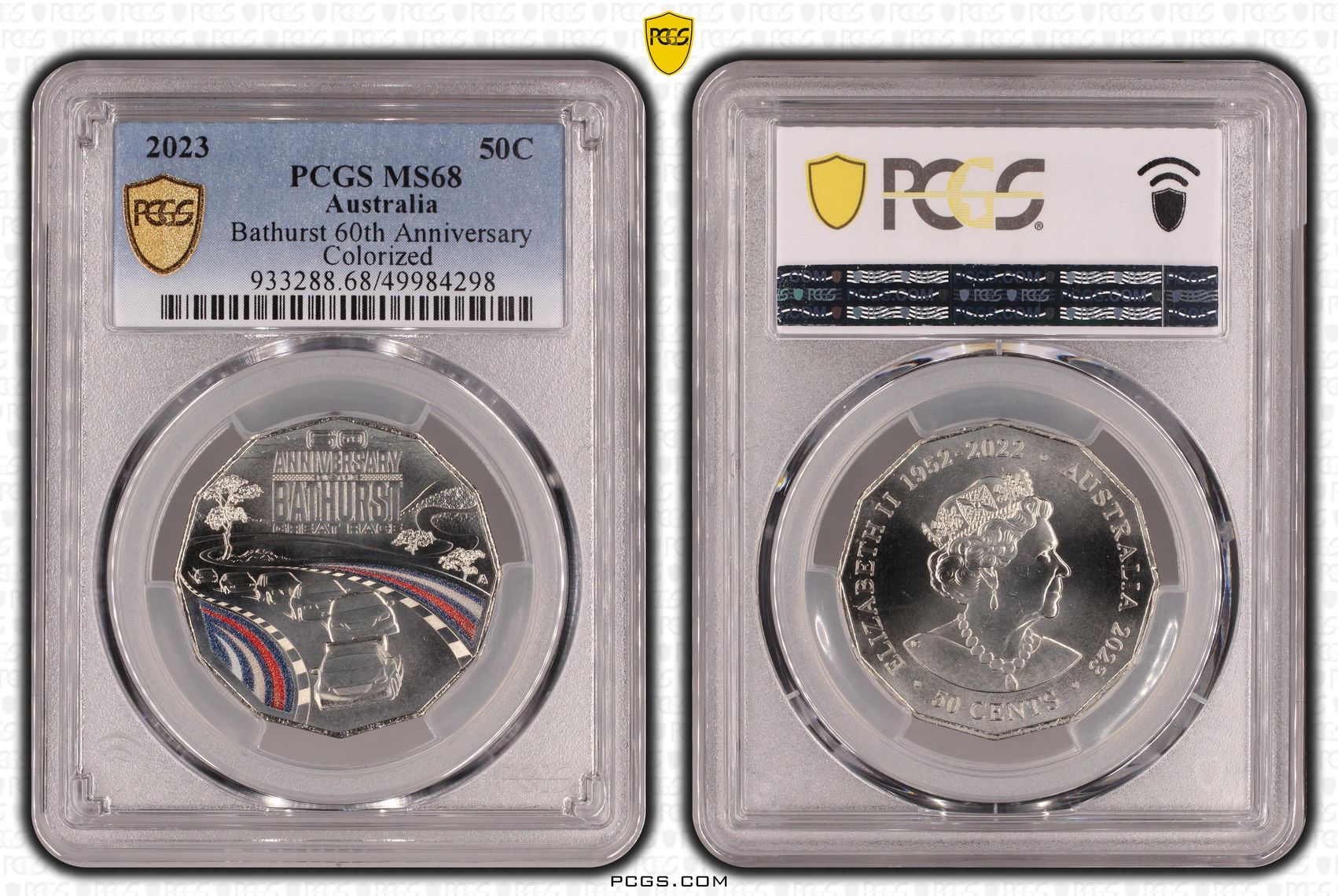 Bathurst 60th Anniversary Colorized , Fifty Cent, 2023, PCGS MS68