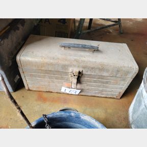Vintage Craftsman toolbox with gate hangers and fence ties