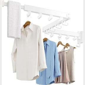KELISITING CLOTHES DRYING RACK WALL MOUNTED, RETRACTABLE DRYING RACKS FOR LAUNDRY, COLLAPSIBLE DRYING RACK UPGRADE HOOK, FOLDING H
