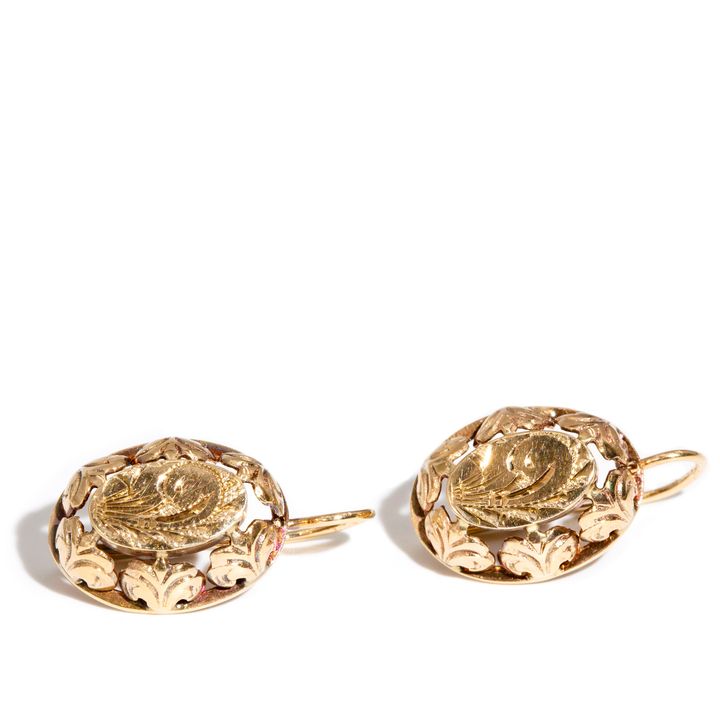 Antique 14 Carat Gold Earrings,