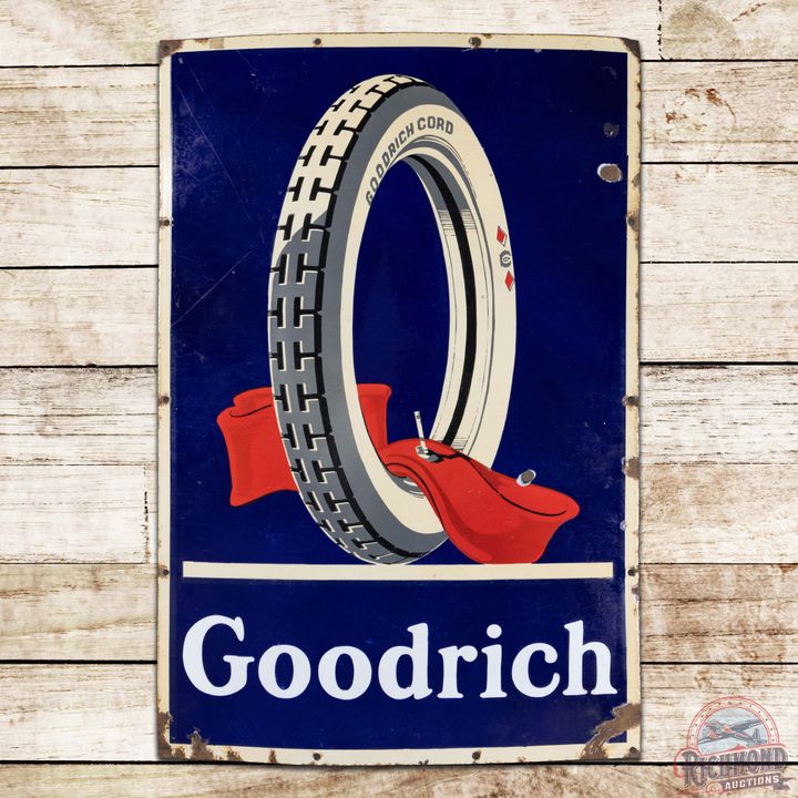 Goodrich Cord Tires 3' Single Sided Porcelain Sign