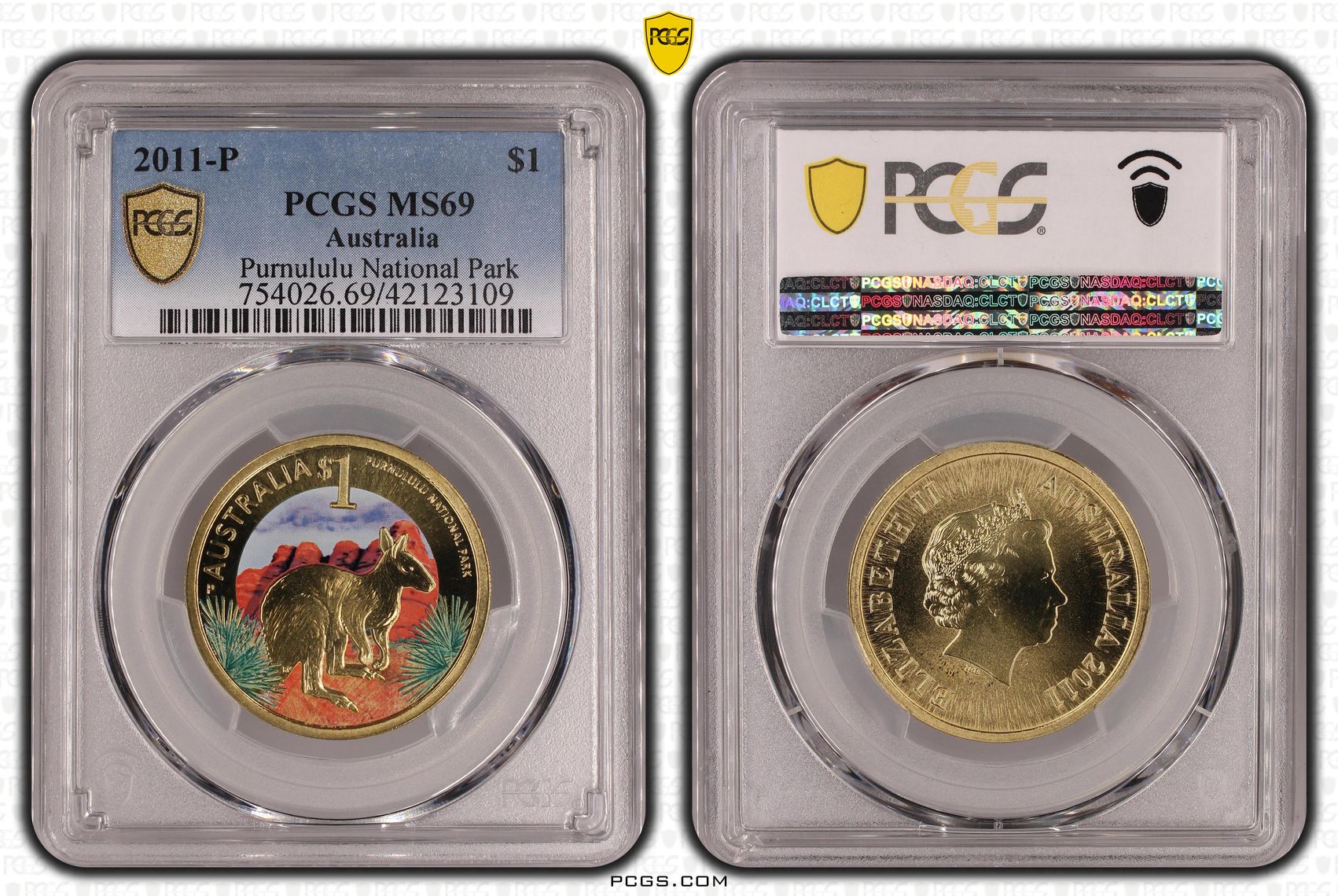 Purnululu National Park Colorized, POP 6/0, One Dollar, 2011-P, PCGS MS69