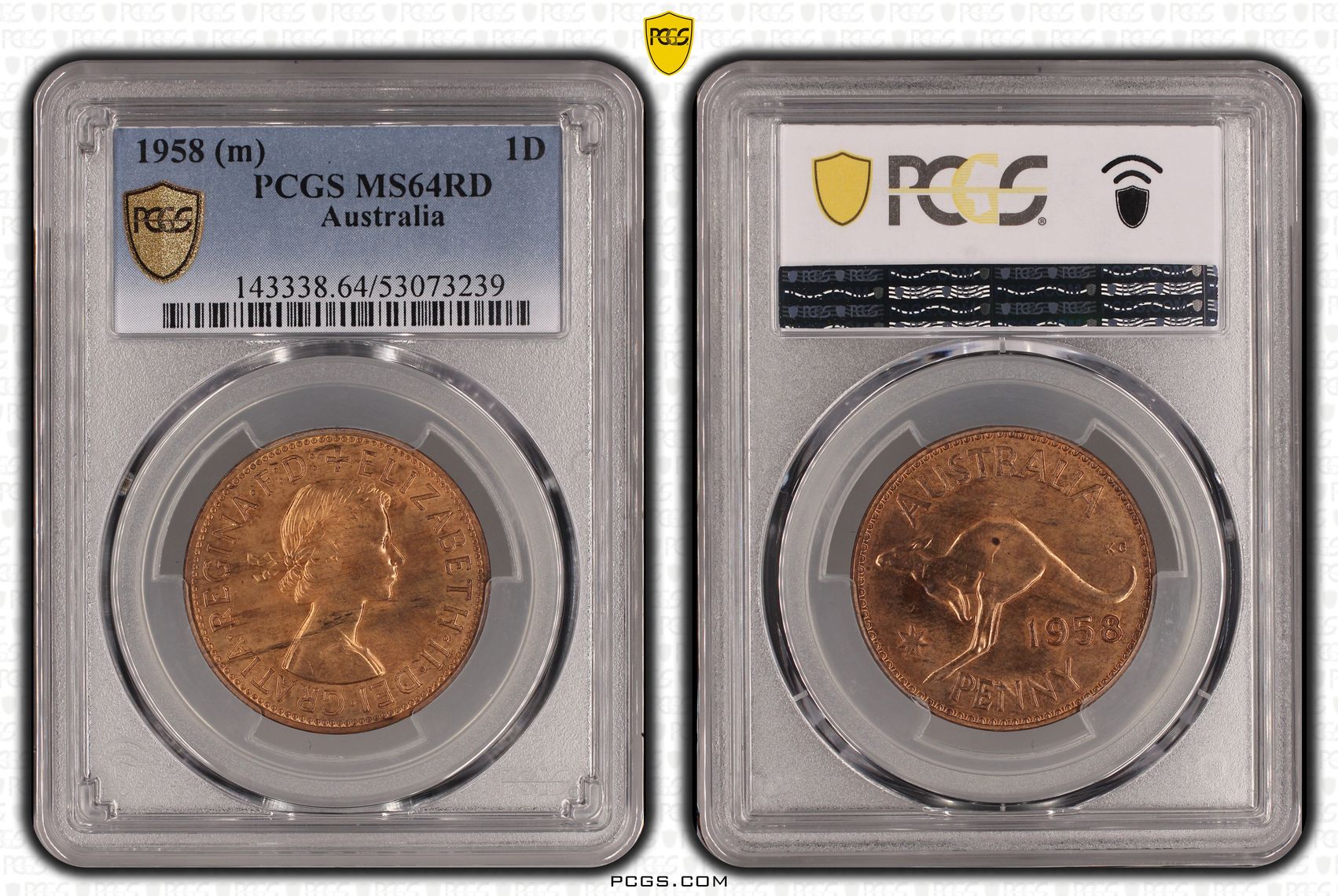 Elizabeth II, Penny, 1958 Y., PCGS MS64BN