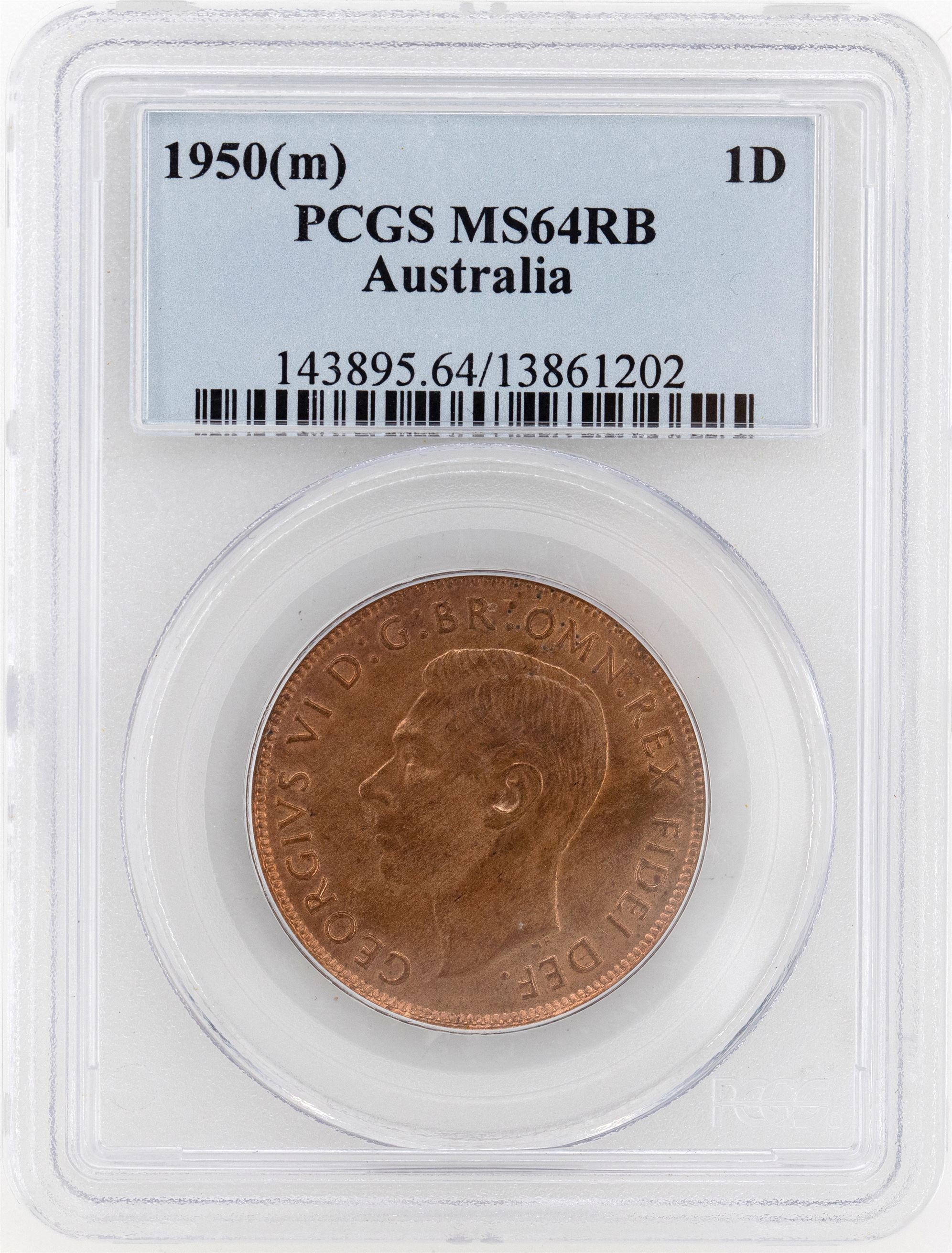 1950 Australia Penny PCGS - MS64RB -202