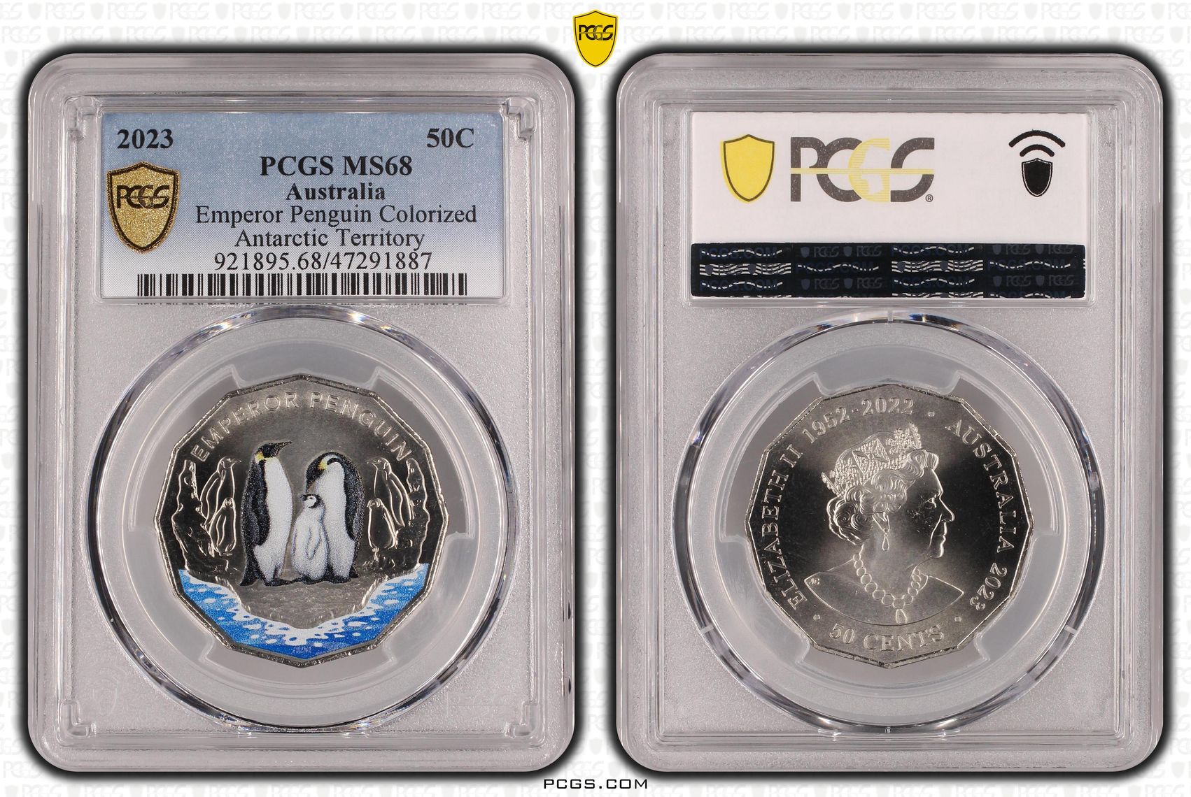 Emperor Penguin Colorized, Fifty Cent, 2023, PCGS MS 68