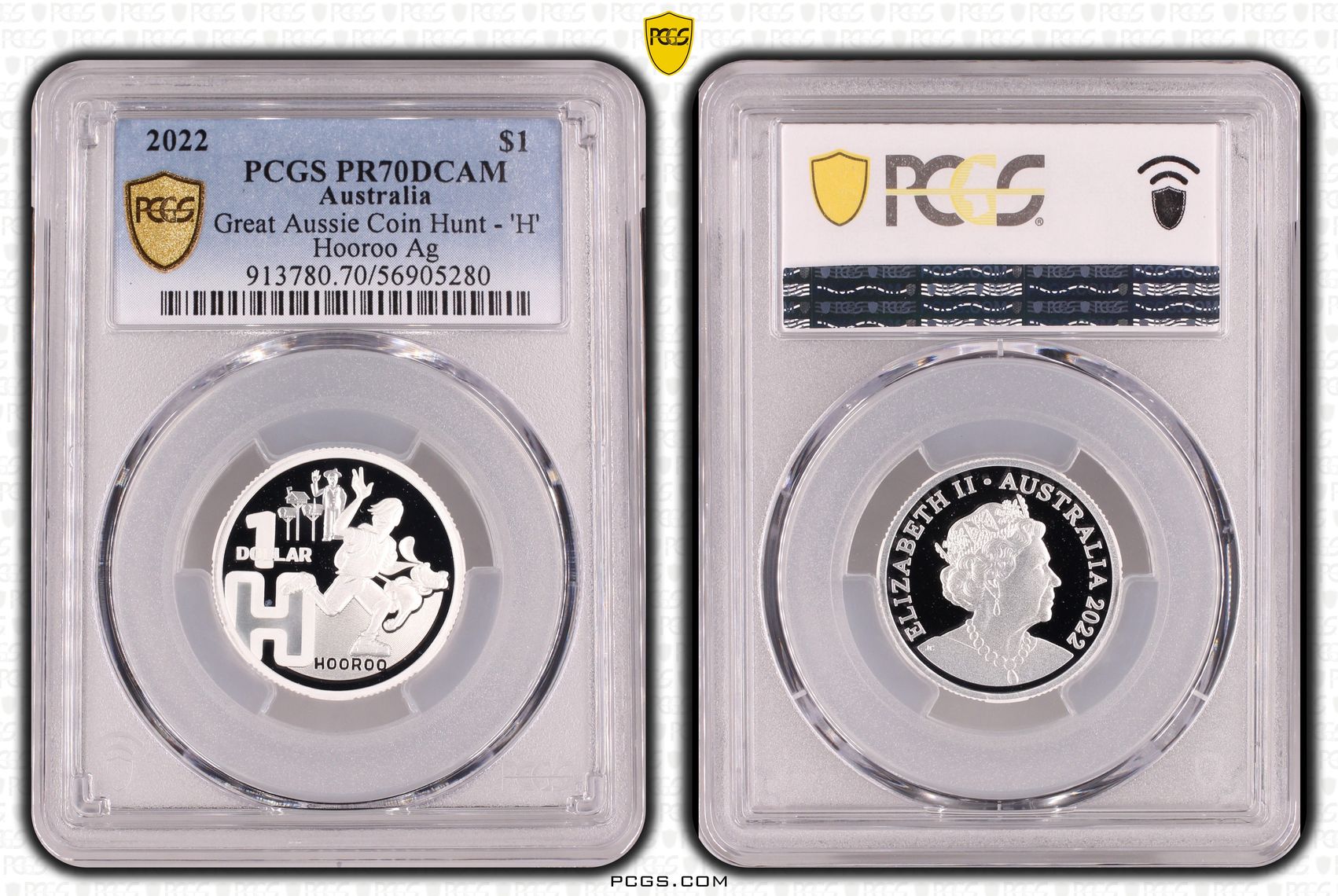 Great Aussie Coin Hunt - 'H', POP 3/0, One Dollar, 2022, PCGS PR70DCAM