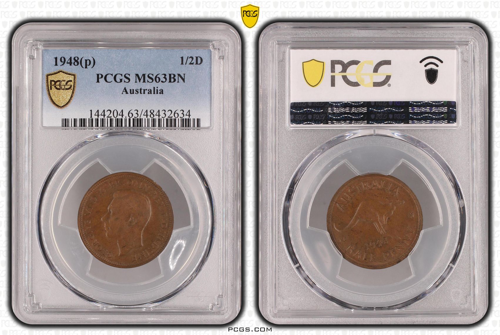 George VI, Halfpenny, 1948(p), PCGS MS63BN