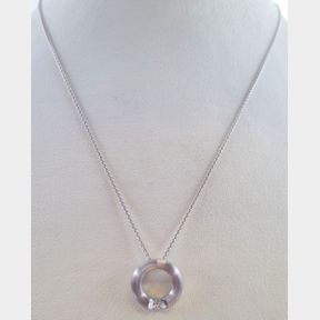 18CT WHITE GOLD PENDANT WITH 0.110CTS ROUND DIAMOND COLOUR H/I CLARITY VS/SI WITH WHITE GOLD CHAIN - 51629/072
