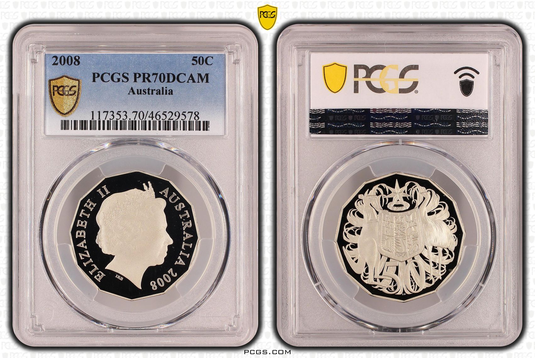 Elizabeth II, Fifty Cent, 2008, PCGS PR 70DCAM