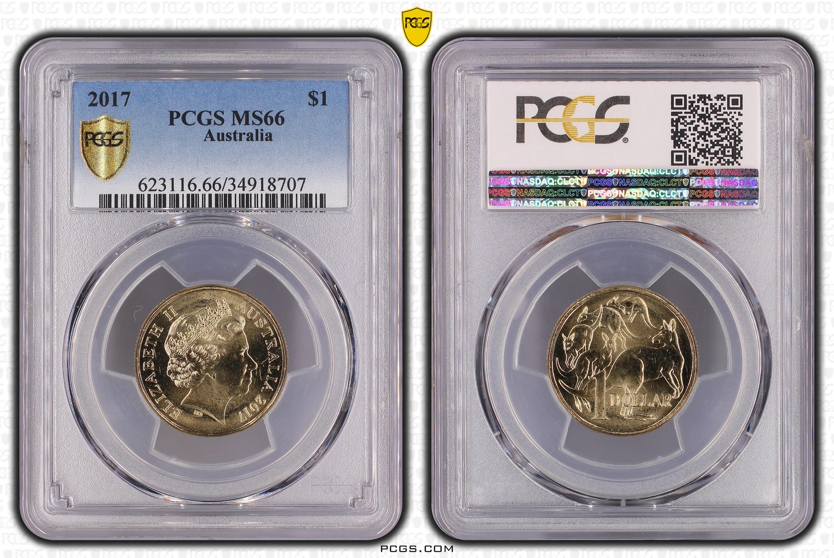 2017 Australia One Dollar, $1 PCGS - MS66 -707