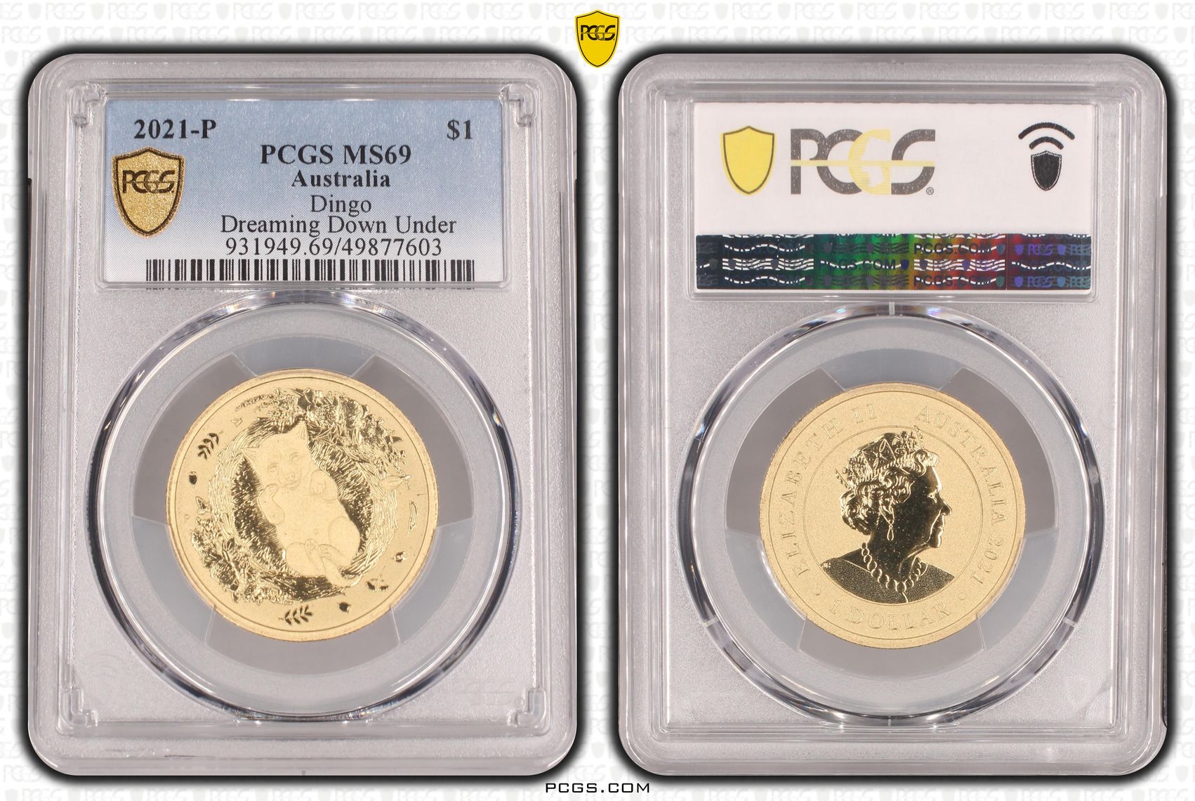 Dingo- Dreaming Down Under POP 5/0, One Dollar, 2021-P, PCGS MS69