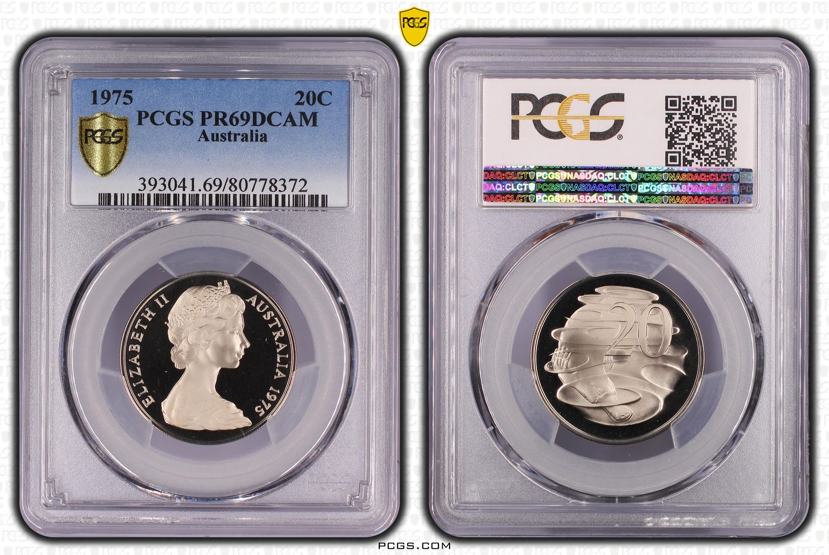 Elizabeth II, Twenty Cent, 1975, PCGS PR69DCAM