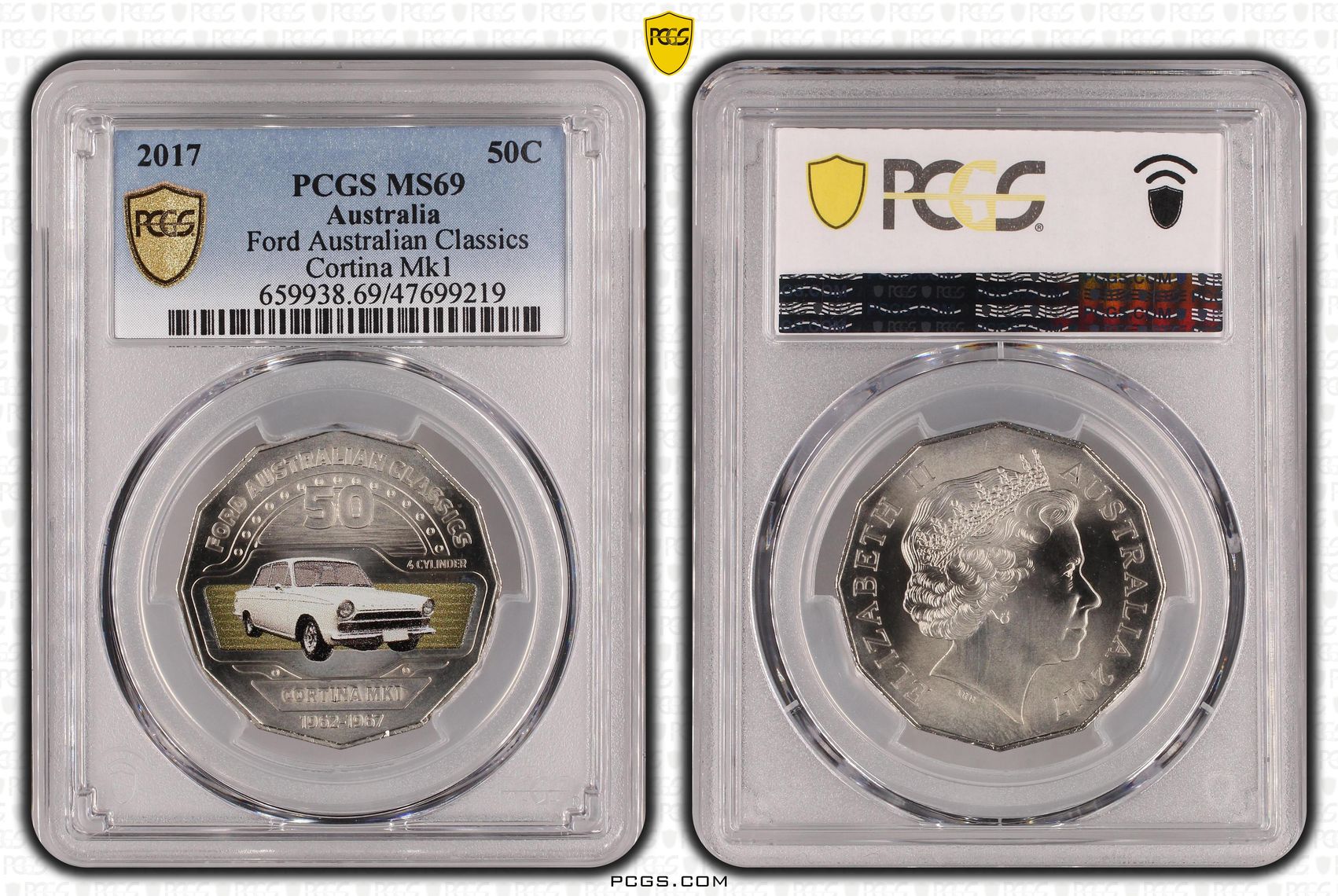 Ford Australian Classics - Cortina Mk1, Fifty Cent, 2017, PCGS MS 69