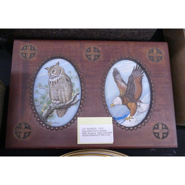 Decorated Wood Jewelry Box- 10''