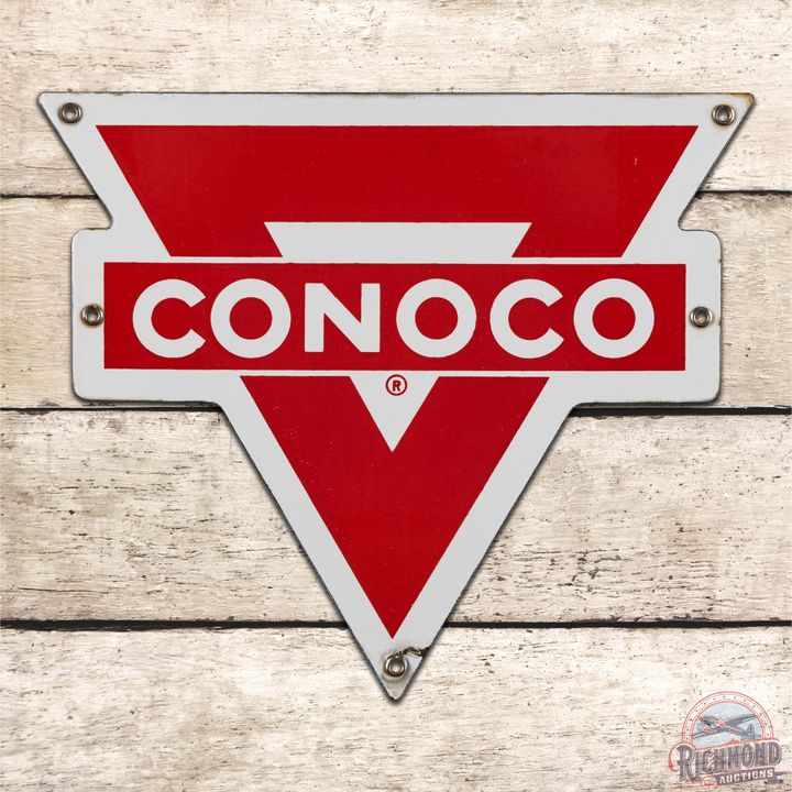 Nice Conoco Motor Oil Die Cut Single Sided Porcelain Sign