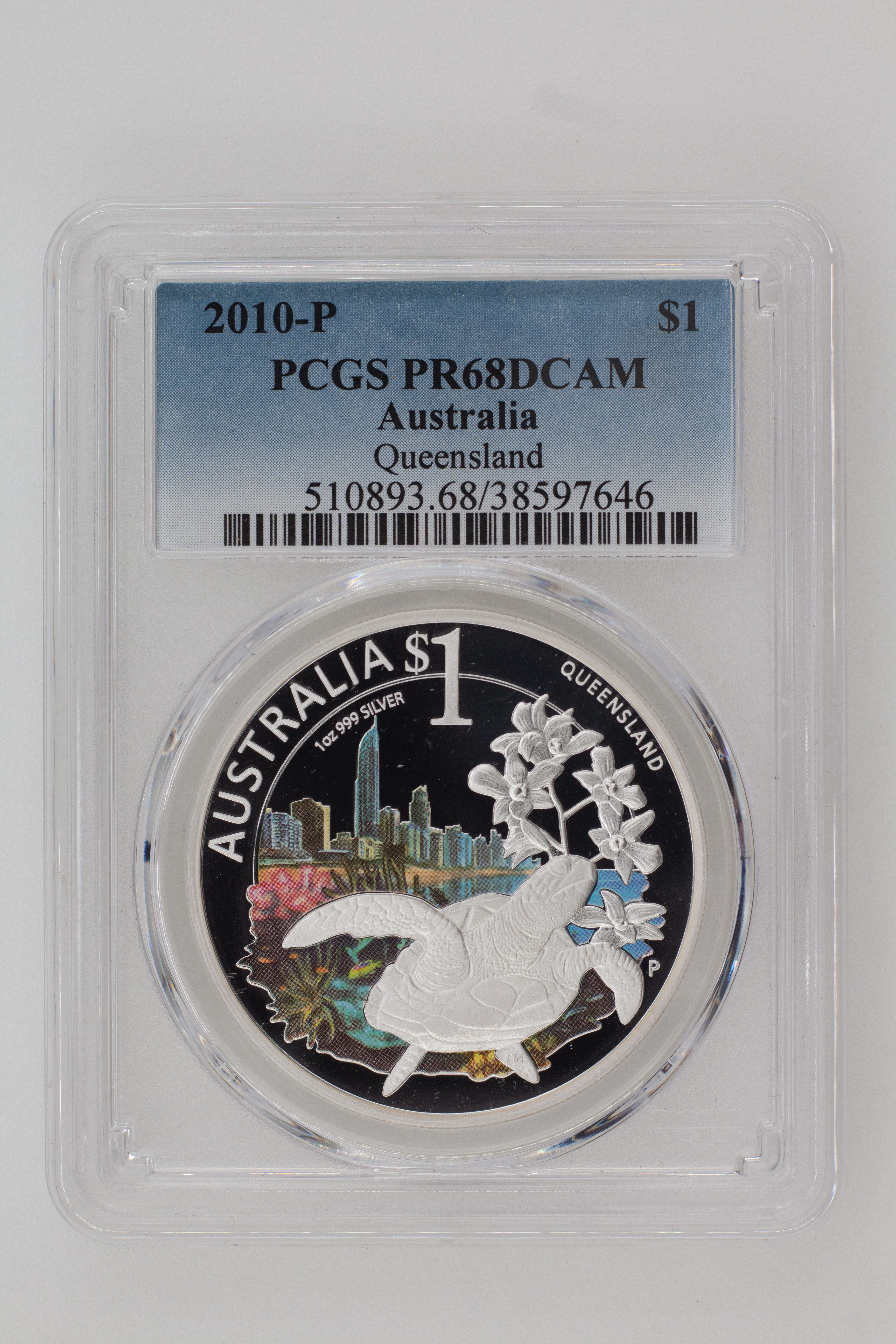 2010-P Australia One Dollar, $1 Proof Queensland-Sea Turtle PCGS - PR68DCAM -646